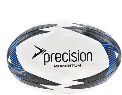 Precision pallone da rugby allenamento Momentum bianco nero blu misura 4 resistente