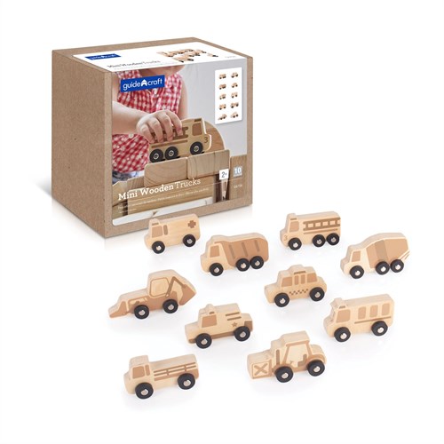 Guidecraft camioncini giocattolo in legno - set di 10 pezzi