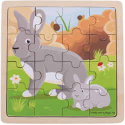 Puzzle di coniglio e gattino Bigjigs