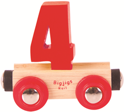BigJigs vagone treno in legno numero 4 - trenino giocattolo per bambini