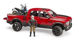Bruder RAM 2500 Power Wagon auto giocattolo con moto Ducati Scrambler