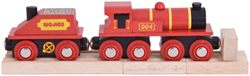 BigJigs locomotiva in legno con vagone - rosso - treno giocattolo