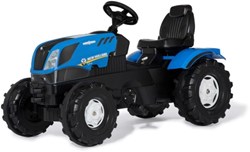 Rolly Toys trattore a pedali New Holland T7 blu nero con sedile regolabile