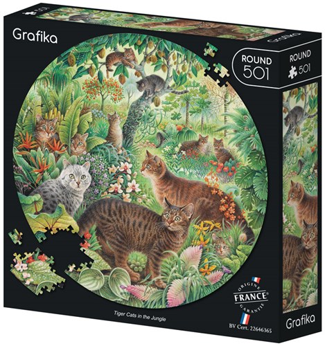 Grafika puzzle - puzzle rotondo gatti tigre nella giungla 501 pezzi-2