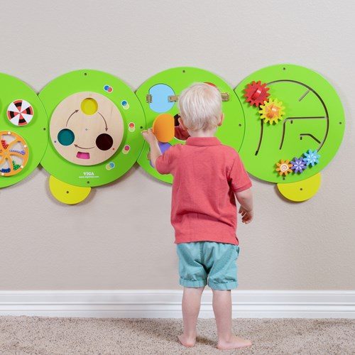 Viga Toys giocattolo educativo pannelli murali attività bruco legno FSC-2