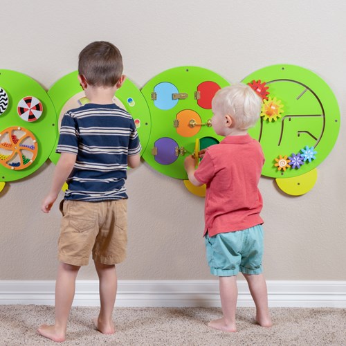 Viga Toys giocattolo educativo pannelli murali attività bruco legno FSC-3