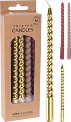 Home & Styling candele ritorte mini 17cm set da 10 oro rosa