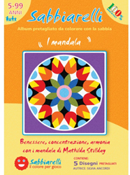 Sabbiarelli album pittura con la sabbia mandala 15x15 cm 5 pezzi gioco creativo