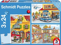 Schmidt puzzle Vigili del Fuoco e Polizia - 3 x 24 pezzi - giocattolo educativo