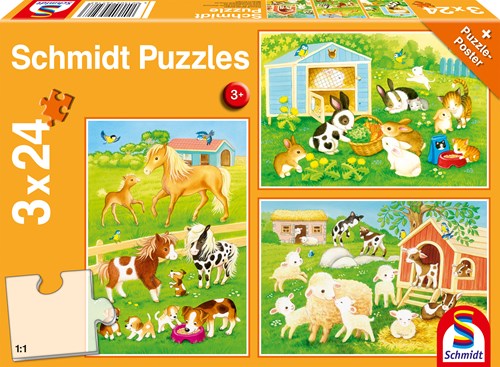 Schmidt puzzle animali carini - 3 x 24 pezzi puzzle per bambini