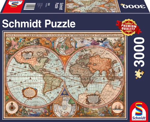 Schmidt puzzle Antica Mappa del Mondo - 3000 pezzi cartone mappa-2