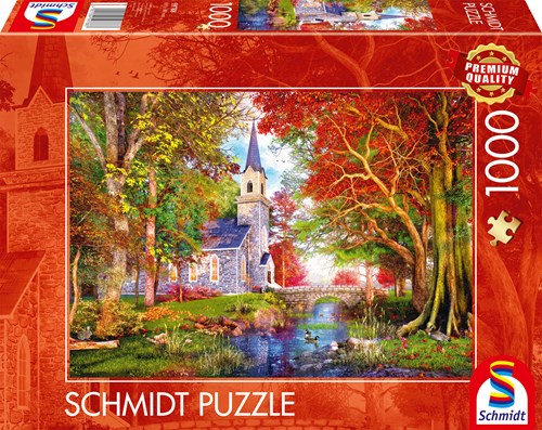 Schmidt puzzle Chapel in the Magic of Autumn - puzzle 1000 pezzi-2
