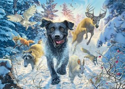Schmidt puzzle Black Labrador nella neve - puzzle da 1000 pezzi