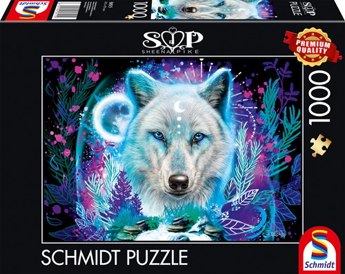 Schmidt puzzle Neon Arctic Wolf - puzzle 1000 pezzi lupo artico-2