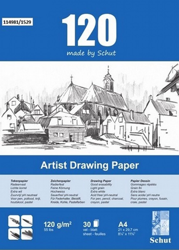Schut carta da disegno A4 120 g 30 fogli - blocco da schizzi per bambini