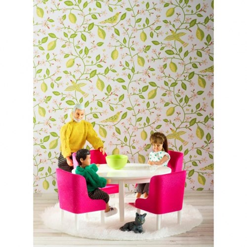 Lundby set sala da pranzo casa delle bambole - rosa/bianco - accessori casa delle bambole-2