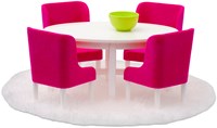 Lundby set sala da pranzo casa delle bambole - rosa/bianco - accessori casa delle bambole