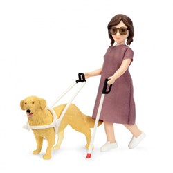 Lundby casa delle bambole figura donna con cane guida - set giocattolo