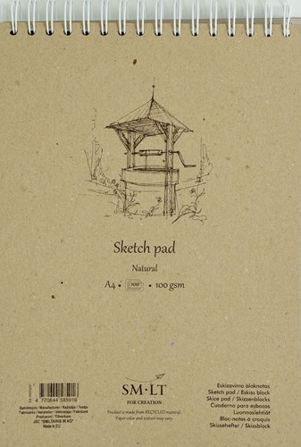 SMLT blocco da disegno A4 anelli carta bianca naturale 100 fogli 100g
