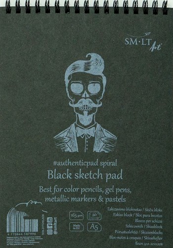 SMLT album da disegno carta nera A5 spirale 165gr 20 fogli creativo