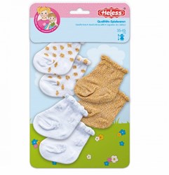 Heless calzini bambola glitter bianco-oro 3 paia 28-35cm giocattolo