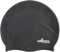 SwimTech cuffia da nuoto in silicone nera - cuffia comoda per adulti