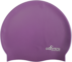 SwimTech cuffia da nuoto in silicone viola - cuffia confortevole per adulti
