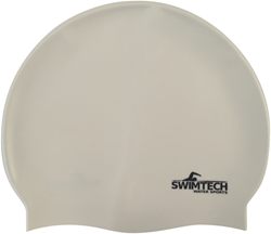 SwimTech cuffia da nuoto in silicone bianca - cuffia comoda per adulti