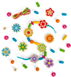 Bigjigs set gioielli in legno fiori estivi - giocattolo creativo con perline
