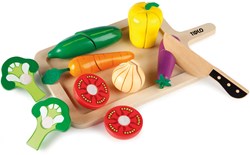 Tidlo set di verdure in legno da tagliare - cucina giocattolo educativa