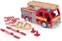 Tidlo camion dei pompieri giocattolo in legno con accessori rosso 37 cm