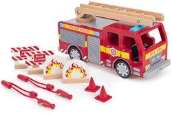 Tidlo camion dei pompieri giocattolo in legno con accessori rosso 37 cm