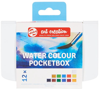 Set acquerelli pocket box 12 colori con pennello per adulti