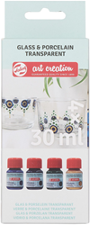 Talens Set vernice vetro e porcellana trasparente 4x30 ml blu decorazione