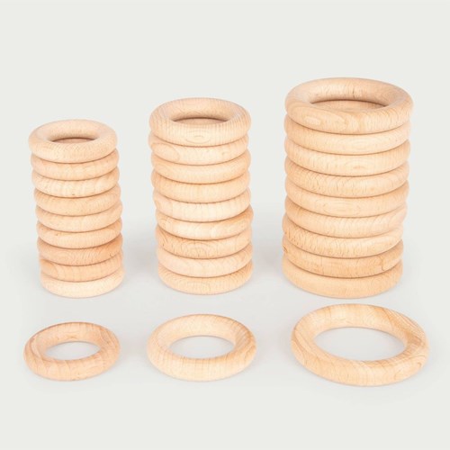 TickiT anelli in legno giocattolo educativo 56 mm - set da 10