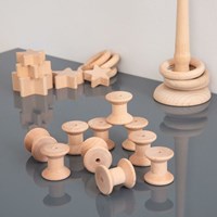 TickiT rocchetti in legno per lavoretti - set di 10 rocchetti naturali-2