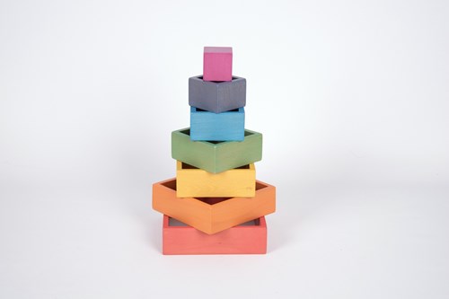 TickiT giocattolo da costruzione Rainbow Architect Squares set legno 7 pezzi-2