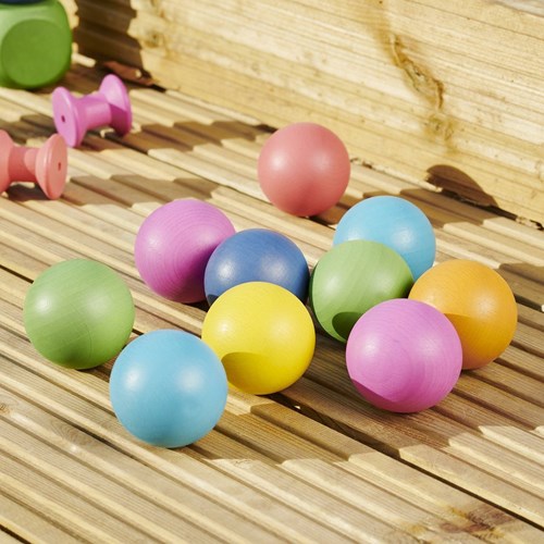TickiT palline da gioco in legno arcobaleno - set giocattolo colorato 14 pezzi-2