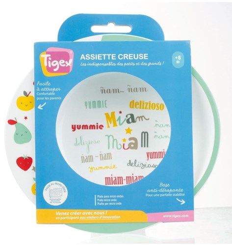 Tigex piatto fondo con base antiscivolo per bambini - adatto al microonde
