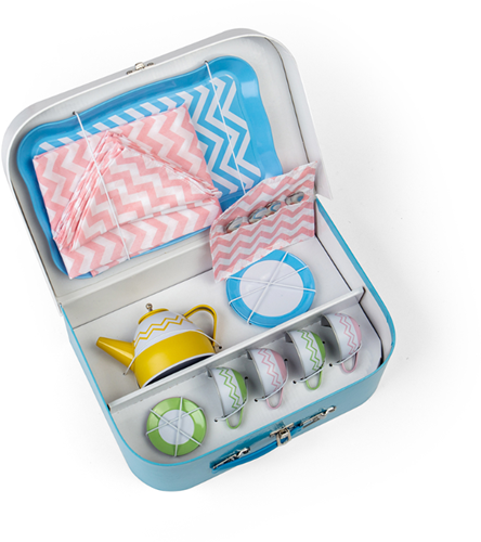 BigJigs set da tè giocattolo in latta - colorato servizio da tè per bambini-2