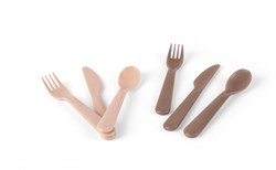 Dantoy set posate baby BIOplastica sabbia moka 6 pezzi sostenibile