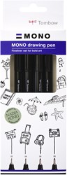 Tombow set fineliner nero – Bold – 4 pezzi – penne per disegno creativo