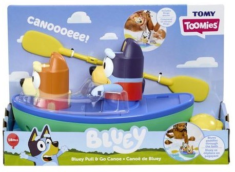 Spectron Bluey giocattolo da bagno canoa con cordino e bicchiere Bingo