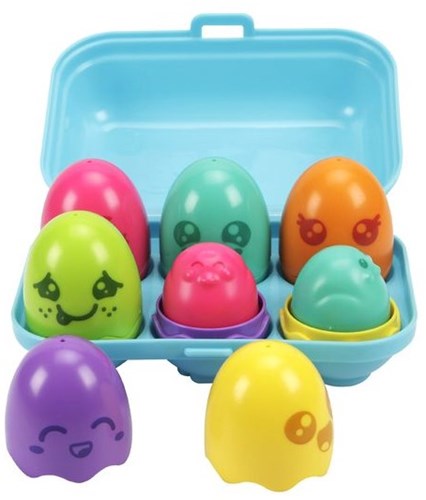 Toomies giocattolo Hide & Squeak Bright Chicks scatola uova sensoriale