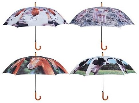 Esschert Design ombrello animali della fattoria - grande ombrello bambini 120cm