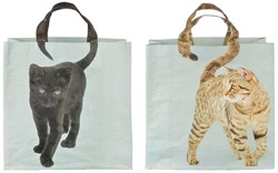 Esschert Design borsa della spesa gatto con manici spaziosi e stampa gatto