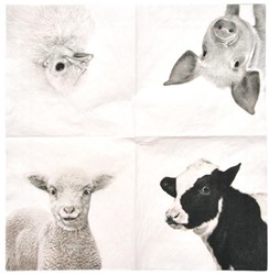 Esschert Design tovaglioli animali fattoria carta bianca 3 veli 20 pezzi