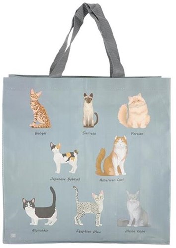Esschert Design borsa della spesa razze di gatti - borsa riutilizzabile resistente