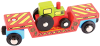 BigJigs vagone pianale in legno con trattore - trenino in legno
