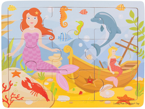 BigJigs puzzle in legno sirena - giocattolo educativo 6 pezzi